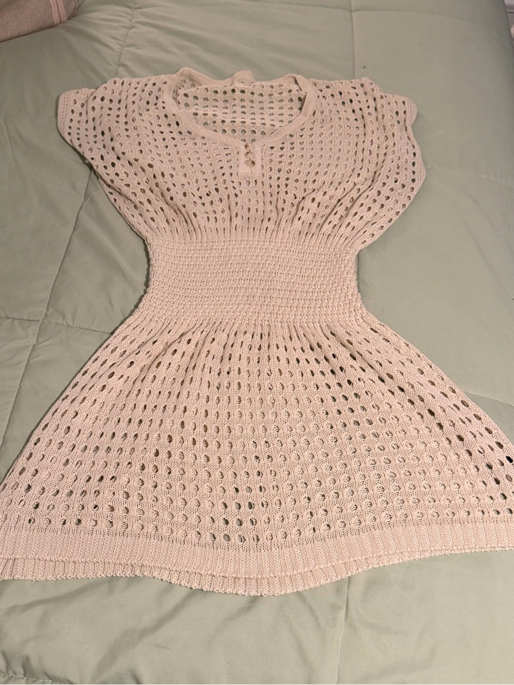 Light Pink Crochet Fit-and-Flare Dress